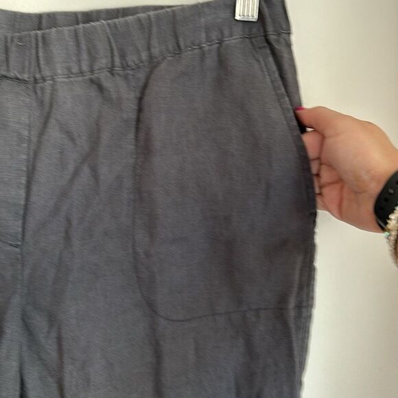J. Jill Women Pure Jill 100% Linen gray charcoal pants or capri lightweight Med! - Picture 6 of 13